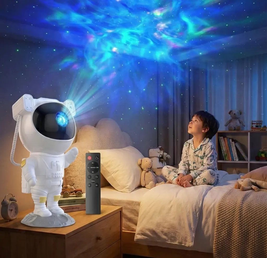 Astronaut Galaxy Projector Night Light – LED Starry Sky Lamp with Remote Control & Timer for Kids Bedroom & Home Decor